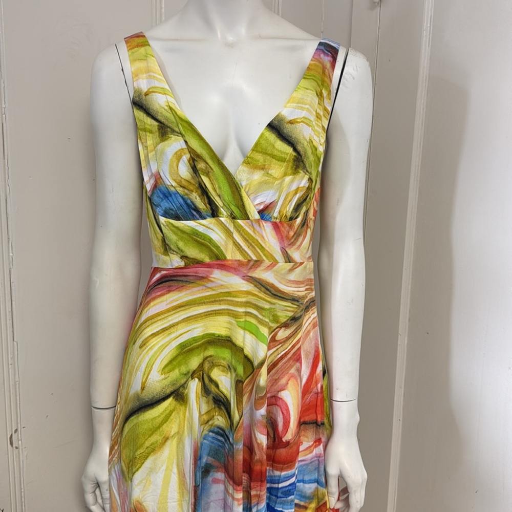 Jams World Sleeveless Dress EROS BOHO Colorful Hi-Low Empire Waist Sz M - Picture 3 of 12
